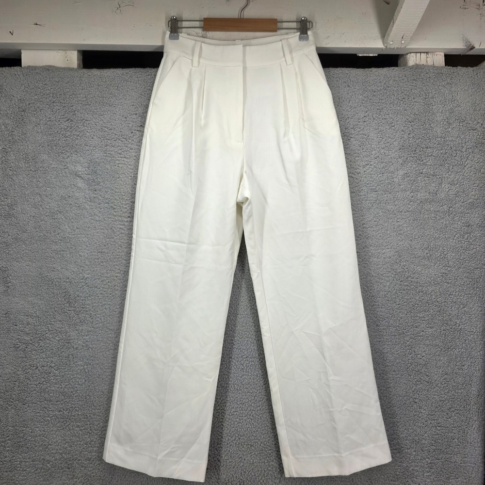 Favorite Daughter White High Rise Pleated Wide Leg Trousers Pants Womens 28